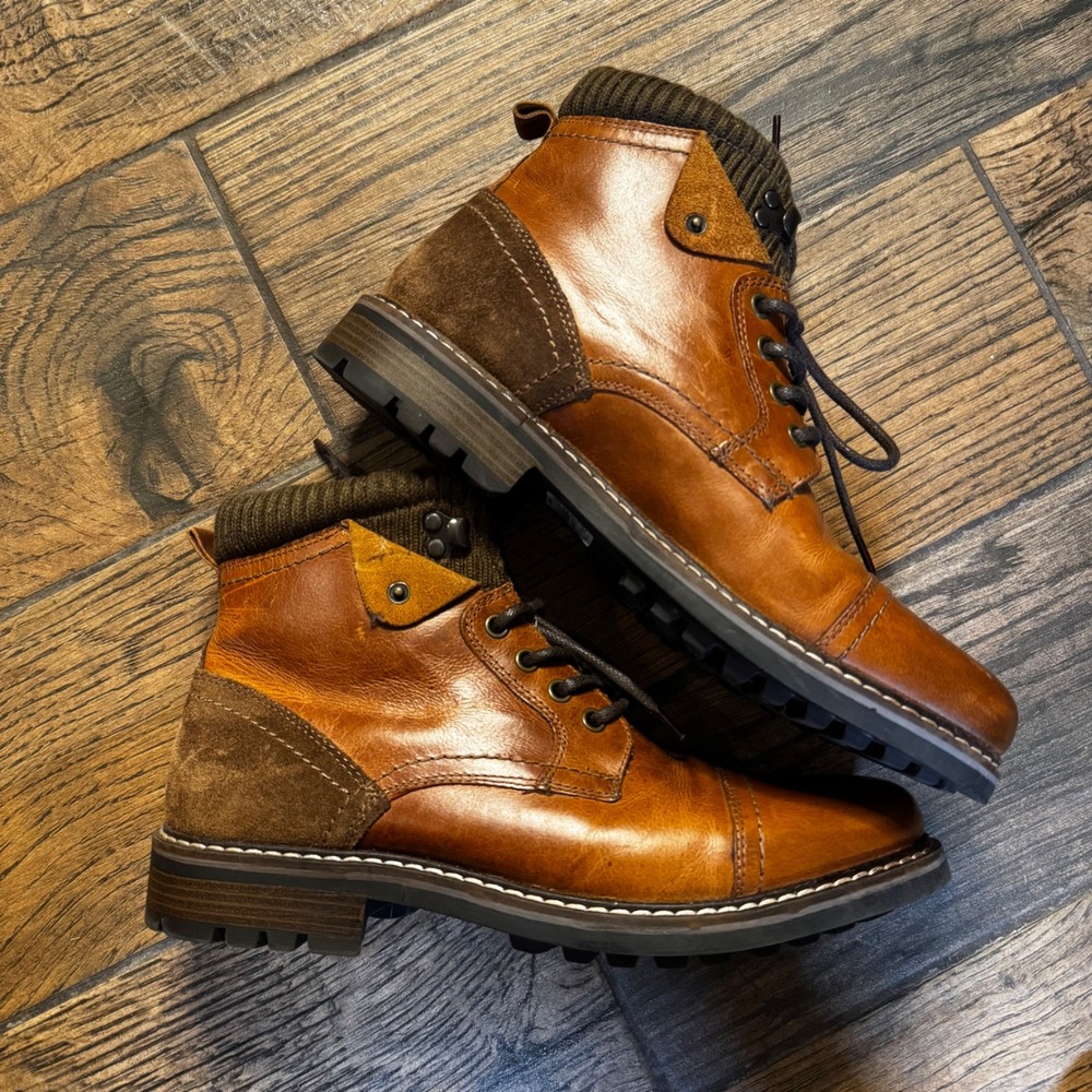 Crevo Soren Mens Chestnut Leather Lace Up Boots CV1747-225 Size 9